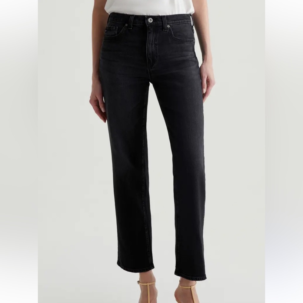 AG Brinley Mid-rise straight Black wash‎ gray denim stretchy Jeans size 31 NWT